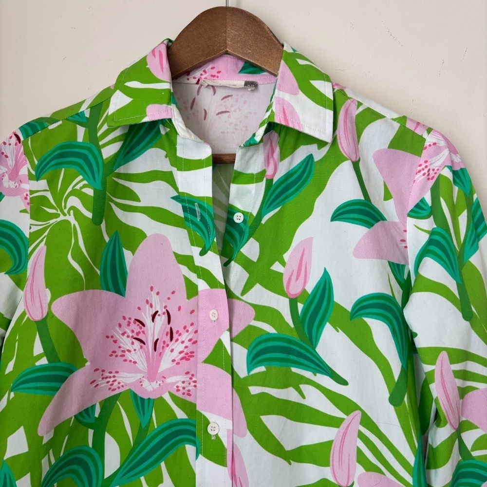 Maude Vivante Lily Floral Print Button Down Shirt XS Summer Resortwear - Picture 2 of 6